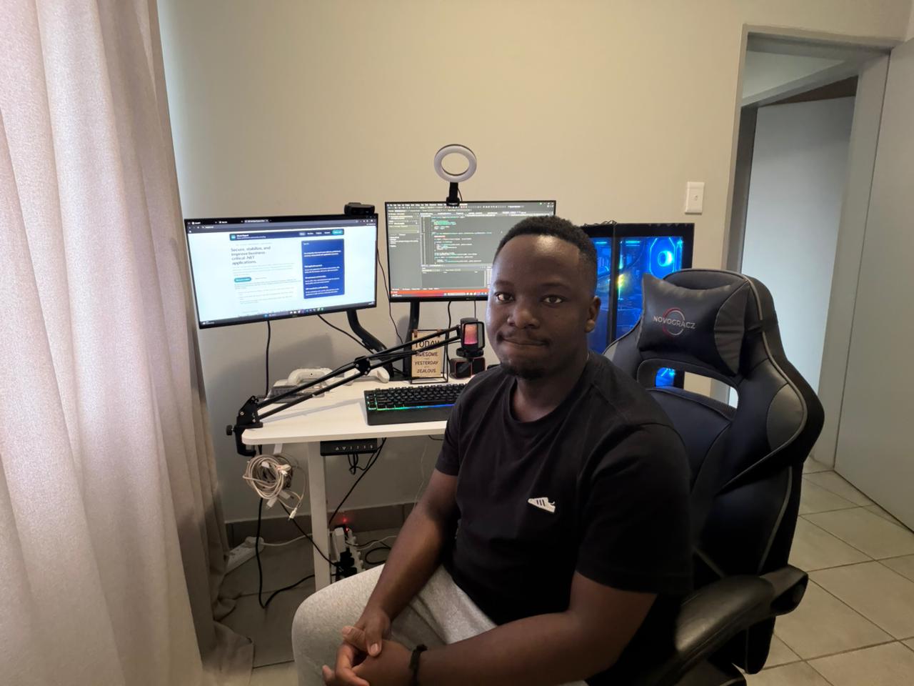Development workspace with code and business application screens